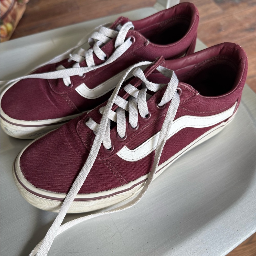 EUC Vans Maroon Sneakers with White Details